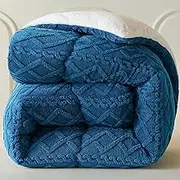 KCCRHIN Thickened Warm Winter Comforter Double-Sided Plush Comforter Core King Queen Size Super Warm Comforter Lining Fluffy Cashmere Quilt for Autumn Winter Cold Weather,Navvy,200 * 230cm/4kg