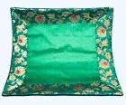 Emerald Green with Gold Border Sari Cushion Covers (pillow inserts not included)