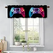 XIAONGYAER Color Gamepad Theme Windows Treatment Valances Short Kitchen Curtains Blackout Drapes Rod Pocket Topper Panel for Bathroom Bedroom Living Room 54x18inch