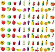 CAXUSD 100pcs Mini Cartoon Food Erasers Mixed Style Fruits and Vegetables Design and Safe for Students Present for Fun and Creative Stationery