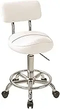 Saddle Chair,Hydraulic Saddle Stool with Backrest, PU Leather Swivel Adjustable Rolling Stool Adjustable Height 53-73cm, Ergonomic Rolling Chair for Dental Stylist Tattoo Artist