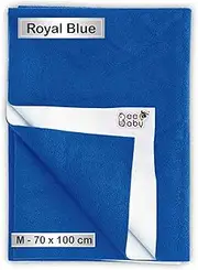 Beebaby UltraDry Baby Waterproof Bed Protector/Dry Sheet. 0M+ | Soft Touch. (Dark Blue, Medium) (100 x 70 cm)