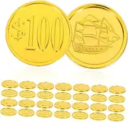 Vaguelly 100pcs Simulation Treasure Coins Pirate Ship Coins Toy for Boys and Girls