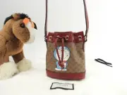 Gucci Drawstring Pochette Doraemon Micro GG Brown Red Crossbody Bag 3