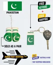 PAKISTANI FLAG , PAKISTAN ,BUY 1 PAIR MINI BOXING GLOVES & GET 1 FREE KEYRING