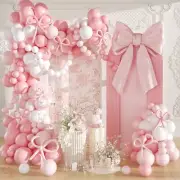 Pink Balloon Garland Arch Kit Coquette Birthday Decorations 176Pcs Pink Bow