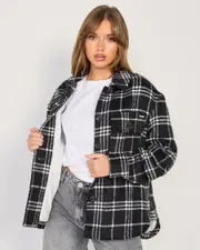 [Ava And Ever] Ava And Ever Women's Kennedy Shacket in Black/White Size 4 4 Black/White