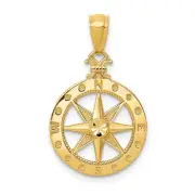 14k Diamond-cut Polished Compass Pendant Bracelet Necklace
