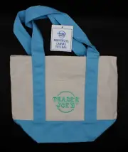 Trader Joe's Mini Pastel Canvas Blue Tote Bag! BRAND NEW!