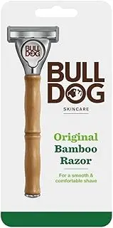 Bulldog Skincare for Men - Original Bamboo Razor | Close Shave and Edge with 5 Steel Blades | Recycled Packaging | Lubricating Lube Strip with Aloe | 1 Bamboo Handle | 2 Replacement Blades