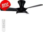 Ceiling Fan with Lights Remote 32 Inch Low Profile 6 Speeds for Bedroom Black