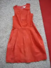 NWT Joie Varine Genuine Suede Sleeveless Mini Dress Fit & Pleated Orange XS NEW