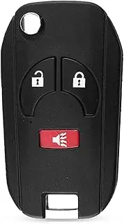 FLJKCT 2+1 Panic Car Key Shell 3 Buttons Uncut Blank Flip Folding Key Shell Case,for Nissan Cube Juke Rogue