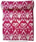 Indien 60" x 90" Twin Kantha Quilt Ikat Pink Home Décor Blanket Cotton Bedspread