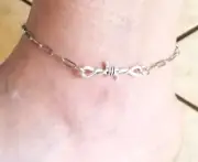 New Barbed Wire Stainless Steel 3mm Paperclip Chain Anklet, Chain Ankle Bracelet