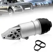 Upgraded Aluminum Oil Filter Housing Compatible with Audi A4 2005-2008 A5 2008-2014 A6 A7 A8 Quattro Q5 Q7 2010-2015 RS5 S4 S5 SQ5 Replaces# 06E115405A, 06E115405C, 06E115405K