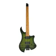 Haze HL1APQTGR Solid Body, Headless Electric Guitar, HH, Green + Free Gig Bag