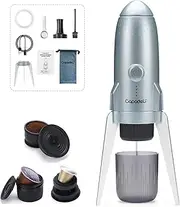 RECAFIMIL Portable Espresso Machine, 3 in 1 Electric Camping Coffee Maker Self Heating with USB-C Compatible with NS/DG Capsules and Ground Coffee for Travel Home (Silver)