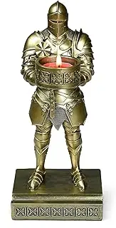 HDMbigmi King's Guard Standup Knight Candlestick Holders Resin TeaLight Holder Warrior Mobile Phone Stand Pen Holder Candle Holder for Restaurant, Altar, Home Table(Bronze)