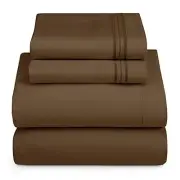 Size Sheets - 4 Piece Bed Sheet Set, Hotel Luxury Double Brushed King Brown