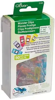 Clover Wonder Clips 50 Pack Assorted Colors Wide Opening Fabric Clips