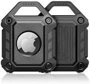 Airtag Holder Case, Protective Tracker With Loop Key Ring Compatible With Apple Airtags, TPU Cover, Silicone Seals (Black)