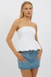 White Bubble Bandeau Top Strapless - Size 16XL, Women's Top