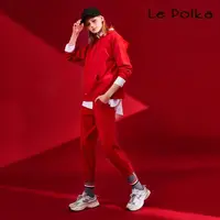 在飛比找momo購物網優惠-【Le Polka】熱情紅針織休閒長褲-女