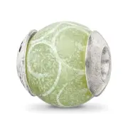 Silver Reflections Etched Jade Stone Bead QRS1709