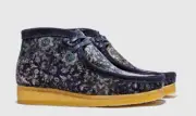 Clarks Wallabee Boot 26162546 Mens Blue sueded Velvet Lace Up Chukkas Boots 10.5