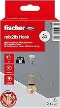 fischer Adhesive Hooks, Pack of 3, Self-Adhesive Wall Hooks in White, Practical Hanging No Drilling Required, Suitable for Bathroom and Kitchen, Strong Adhesive Hook, Holds up to 10 kg [Amazon Exclusive]