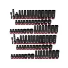 86 Pcs 3/8" Drive Deep Impact Socket Set SAE/Metric 6 Pt Non Slip Hex Geometry