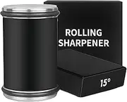 Rolling Knife Sharpener,Tumbler Knife Sharpener Tool, Knives Knife Sharpening with Diamonds and Ceramic, 15° and 20°Magnetic Angle,Knife Sharpener Kit. (Black)