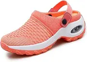[Trsorini] Mules Clogs for Women Summer Air Cushion Platform Mesh Mules Sneaker Sandals for Female Lightweight Beach Shoes Outdoor Slippers Walking Shoes, A/Orange, 7.5