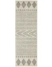 [Rug Culture] Mirage Adani Modern Tribal Design Runner Rug in Cream/Grey