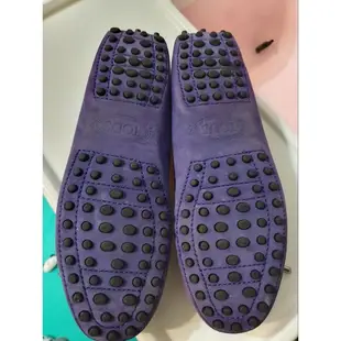 二手TOD'S紫色麂皮豆豆女鞋