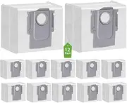 12 Pack Dust Bags Compatible with Roborock S8+,S8 Pro Ultra,S7 MaxV Ultra,S7 Pro Ultra,Q7+,Q7 Max+, Q8 Max+,Q5+,Q5 Pro+ G10s,G10s Pure,T8,G20 Robot Vacuum,3 L Large Capacity Vacuum Cleaner Bags