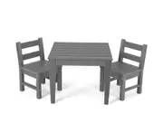 Giantex 3-Piece Kids Table & Chairs Set Toddler Activity Play Table Set Children Indoor Outdoor Furniture Set Home Backyard Grey