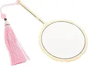 BIUDECO Hand Mirror Victorian Style Small Vintage Mirror Handle Portable for Travel Tassel Detail Cultural Aesthetics