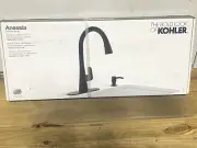KOHLER Anessia Matte Black Single Handle Pull-down Kitchen Faucet