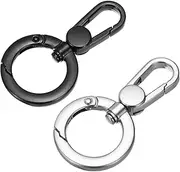 uxcell 2 Pcs Double Opening Snap Hooks Swivel Keychain Clasp Clips Metal Swivel Lobster Claw Clasp for Jewelry Making Crafts Backpack Bag Strap Phone Case, Black/Gray