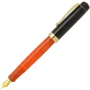 Pent x Onishi Seisakusho Fountain Pen Orange Black Cap Swarovski Topaz F