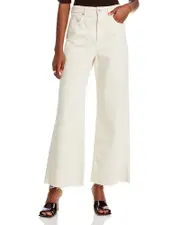 Veronica Beard Taylor Cropped Wide Leg Jeans in Ecru