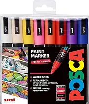 Posca Pens PC-5M Medium Acrylic Felt Tip Coloured Permanent Paint Markers for Adults and Kids. Perfect for Colouring, Fabric, Graffiti, Watercolour, Outline Drawing, Window and Glass Art. 16 Pack