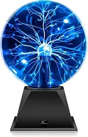 QingHong 6 Inch Plasma Globe Touch & Sound Sensitive Plasma Ball Lamp Electric Ball Lightning Toys for Home, Prop, Decoration, Parties,Kids over 7 years old(Blue)
