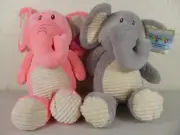 Stuffed Animal Elephant Plush Set of 2 20 inch with Rattles Inside New Cond.