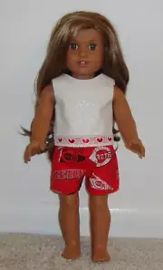 18" Doll Cincinnati Reds Sparkle Top & Shorts Set (Fits American Girl) - Cute!