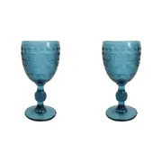 2x LVD Stemmed Hamptons Festive Royal 17cm Red Wine Glass Glassware Cup Blue