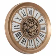 NEW Farah Provincial Gold Wash Metal Moving Gears Wall Clock, 101cm