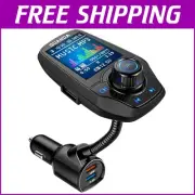 4-in-1 Bluetooth FM Transmitter with Color LCD & USB Charging for All Devices
